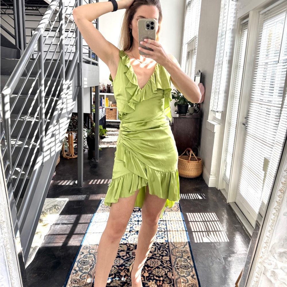Cinq à Sept Lime Green High Low Dress